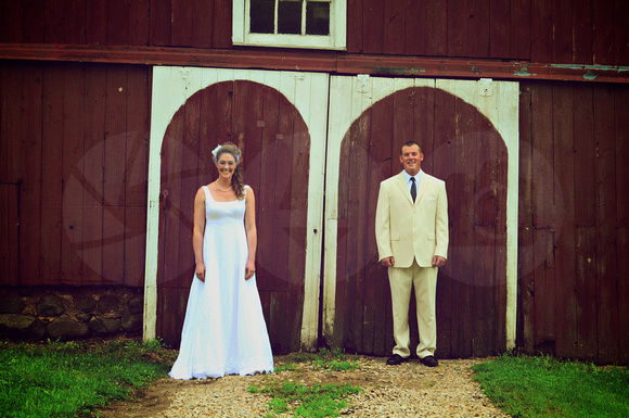 Bride and Groom photograph framed barn doors